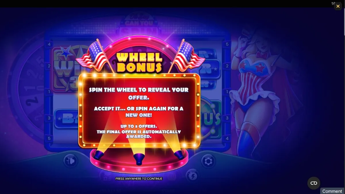 Tampilan visual slot Oh Say Can You Spin dengan tema patriotik dan kabaret